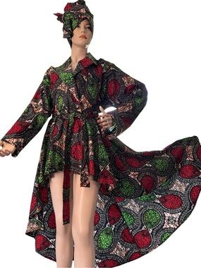 African Ankara High Low Peplum Top / 3 Pieces